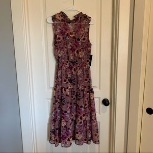 Mauve floral midi dress